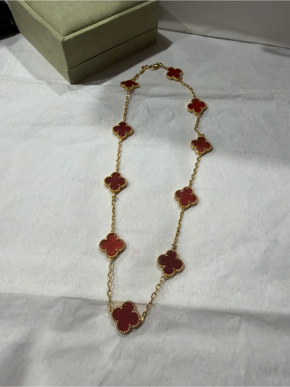 Vintage Clover Arpels VCA Gold RARE Carnelian Gold Necklace 18k gold $12,000